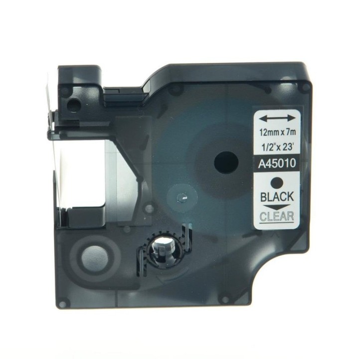 DYMO CINTA D1 PERM 1/2" BK/CLEAR. 45010