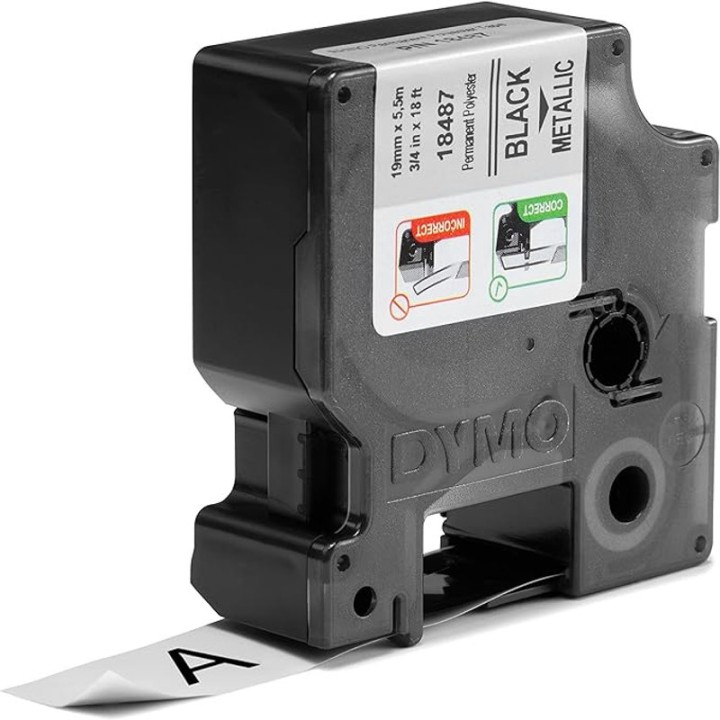 DYMO CINTA RHINO POL 3/4" BK/MET. 18487