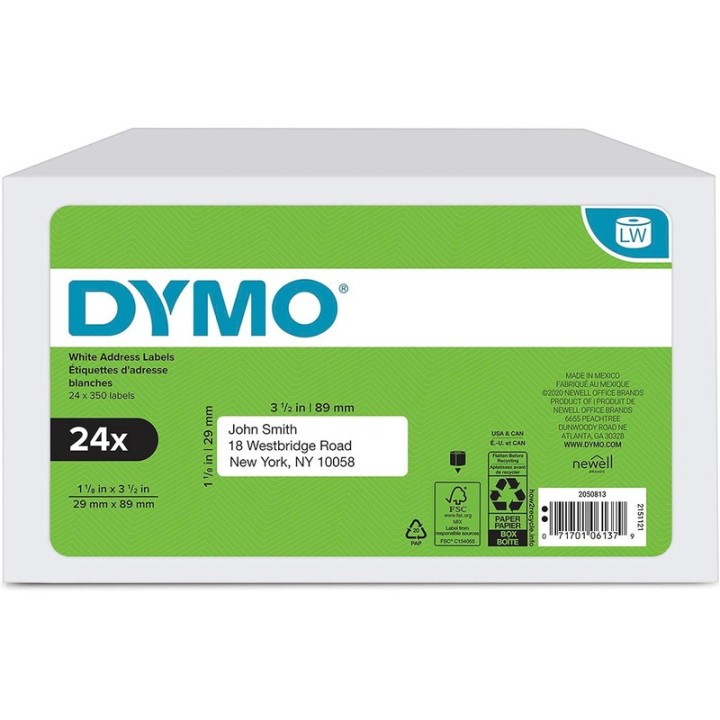 DYMO ETIQU 2PK LW 1 1/8" X 3 1/2" 30252