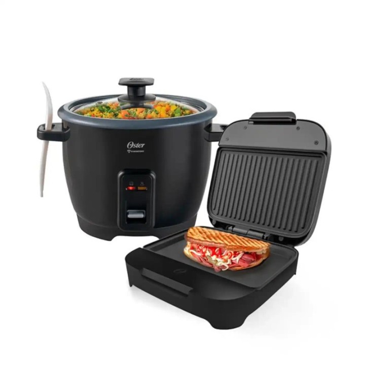 OSTER COMBO ESENCIAL (ARROCERA 7T + COFFEE MAKER 5T + SANDWICHERA). OS-CSA-26